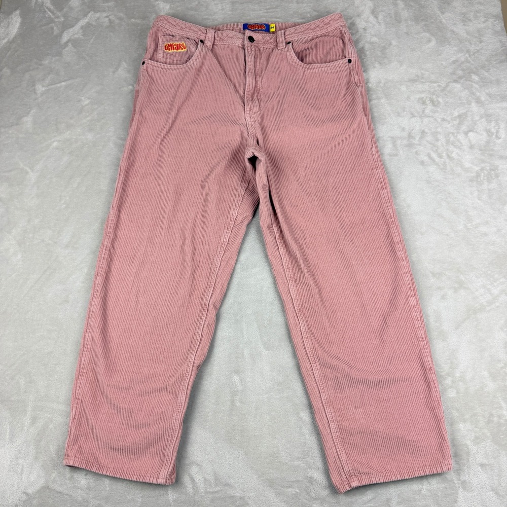 Empyre Corduroy Relaxed Skate Pants Men 34 (Fit 37x28) Dusty Pink Baggy Y2K